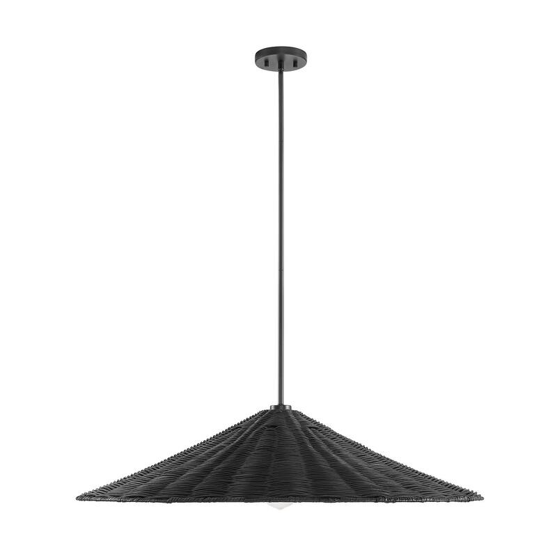 Trade Winds Lighting 1-Light Wicker Pendant - Matte Black