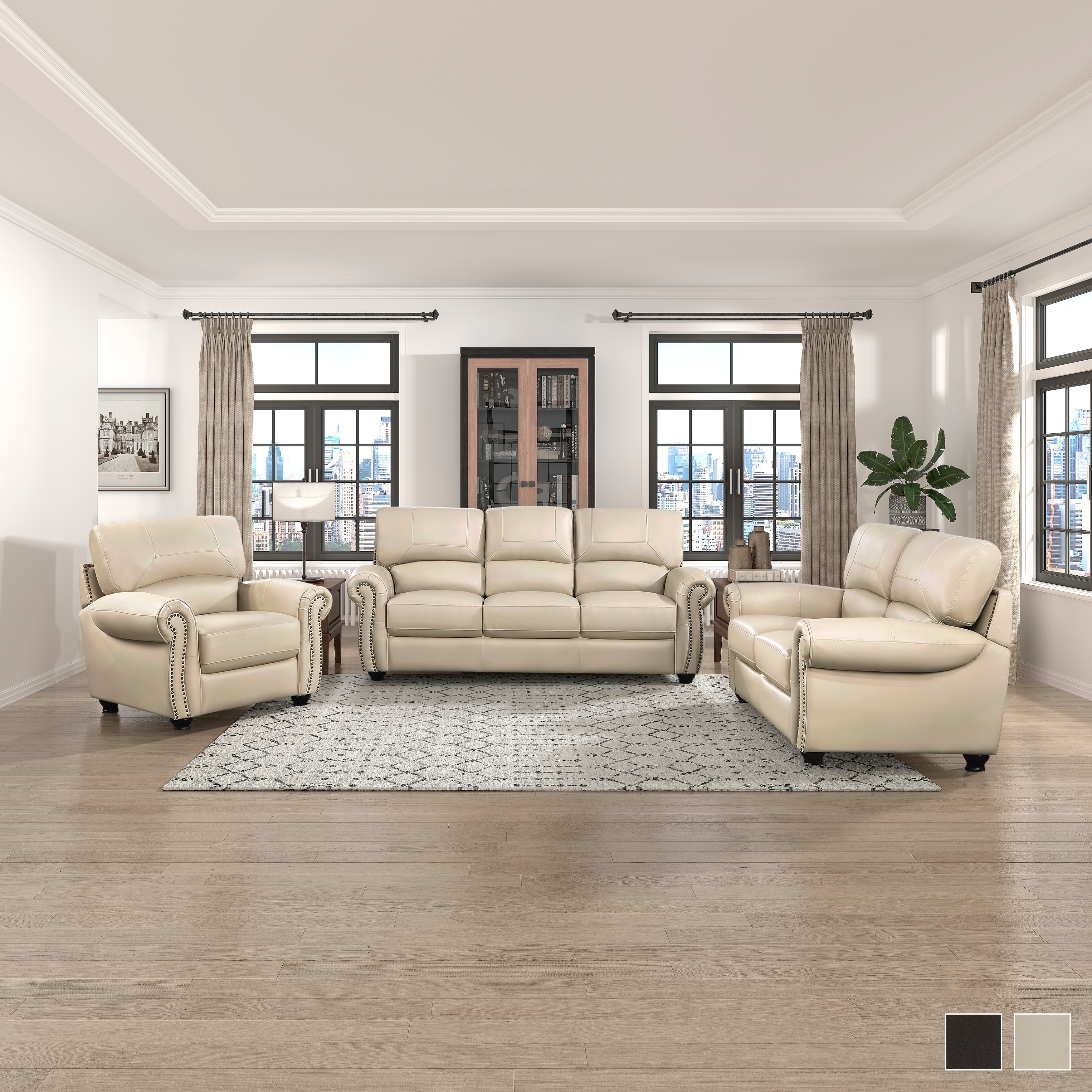 3 piece leather deals living room set