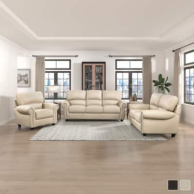 Ionia 3-Piece Leather Match Living Room Sofa Set