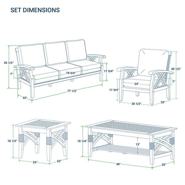 dimension image slide 1 of 6, Cambridge Casual Carmel 5-Piece Teak Patio Conversation Set