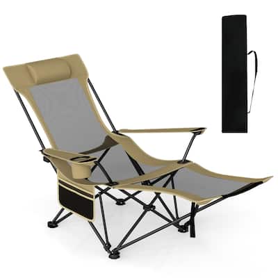 Goplus Camping Lounge Chair with Detachable Footrest & 4-Position - See Details