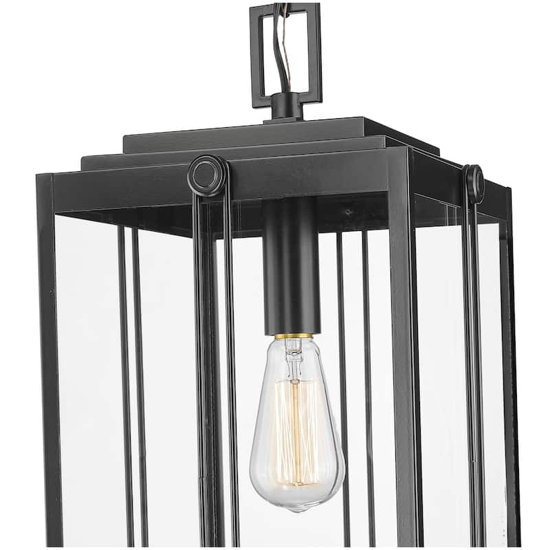Millennium Lighting Barkeley 4 Light Outdoor Hanging Lantern in Powder Coated Black with Clear Glass Shades