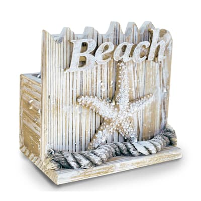 CoTa Global Baja Beach Starfish Nautical Wooden Coaster Set - 9Lx5.75Wx5H inches.