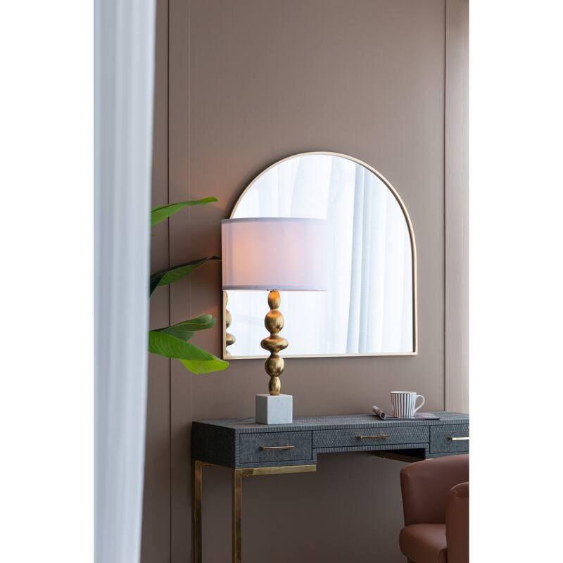 Gold and White Table Lamp with Round Four Tiered Body(Lamp Shade Assembly Required)