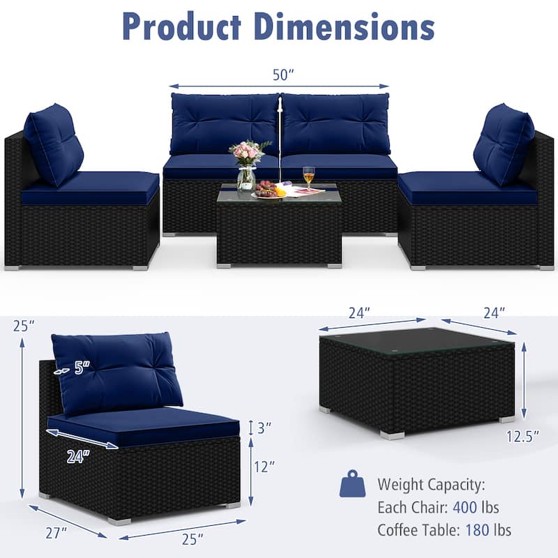 Stylish 5-Piece Outdoor Seating Set with Cushions and Table