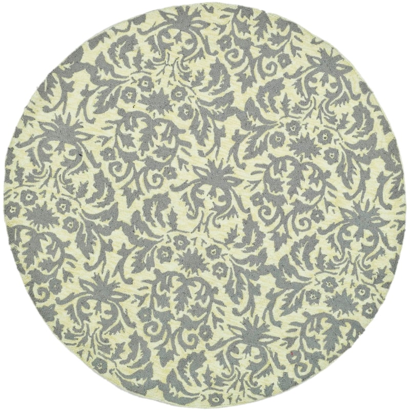 SAFAVIEH Handmade Chelsea Duschka French Country Wool Rug - 4' Round - Beige Yellow/Grey