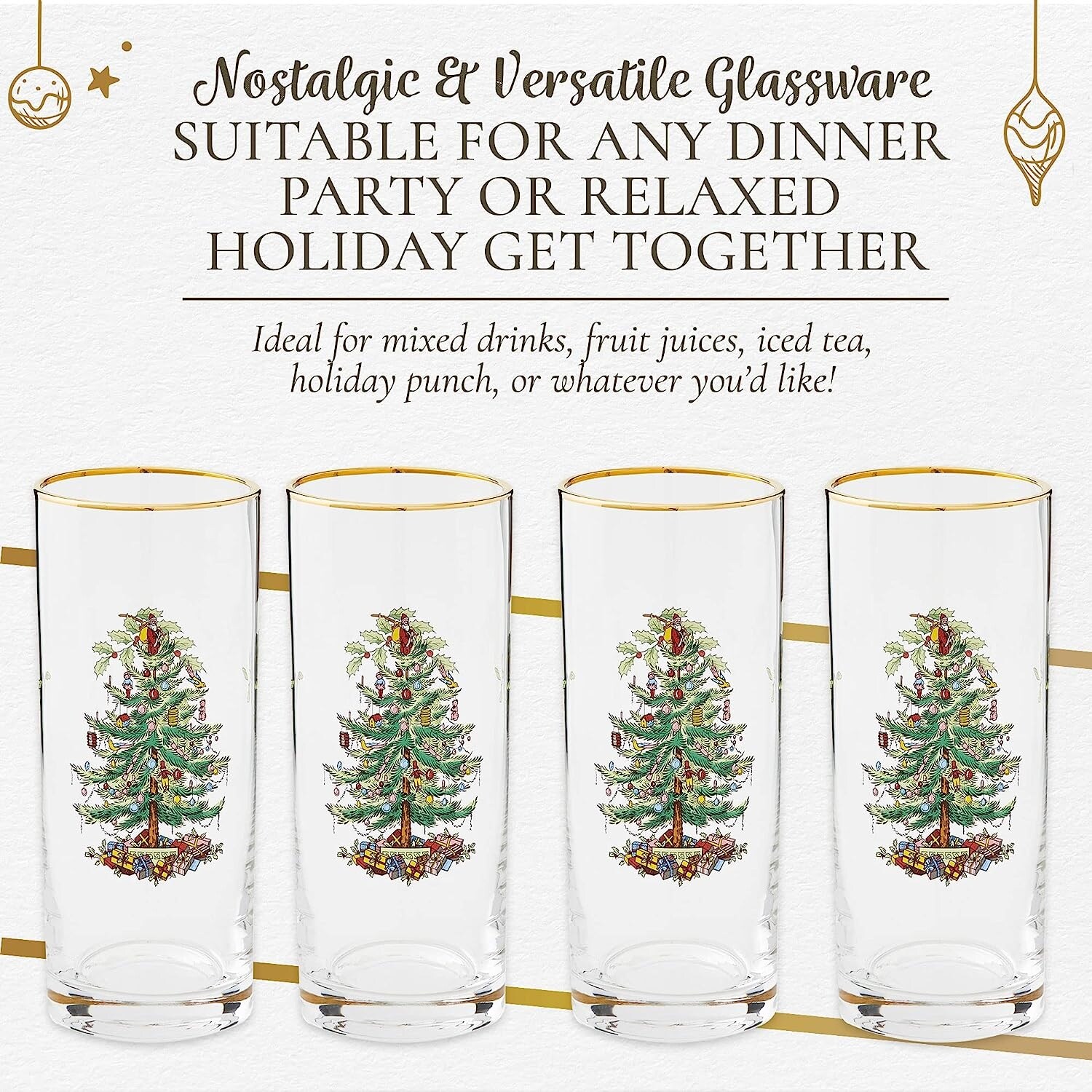 Spode Christmas Tree Glassware - Set of 4 -Made of