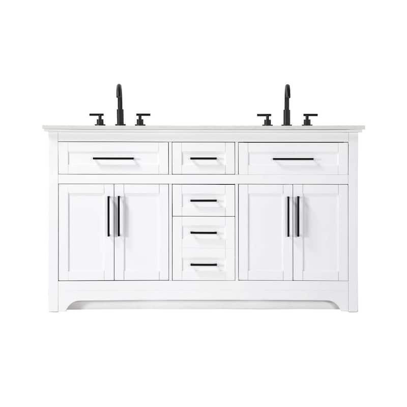 Nathaniel Double Bathroom Vanity (54-84 inch) - White - 60"