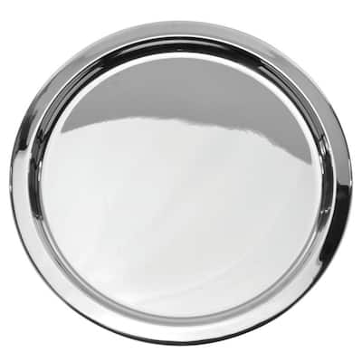 Silver round bar tray 17 in. diameter - N/A