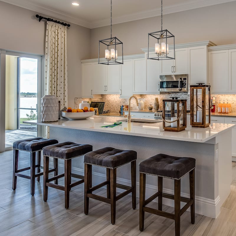 Modern Farmhouse Black Gold Geometric 4-Light Candle Pendants Chandelier for Kitchen Island
