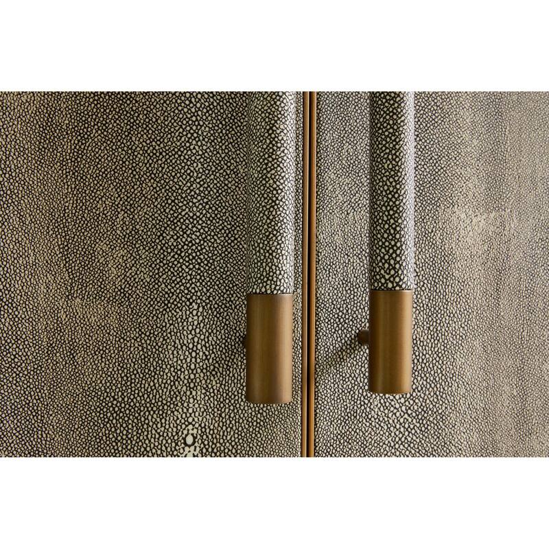 NADAAL STUDIOS Vaughn, Sideboard, Shagreen Patterned Vegan Leather with Brass Legs - 76"W x18"D x34"H