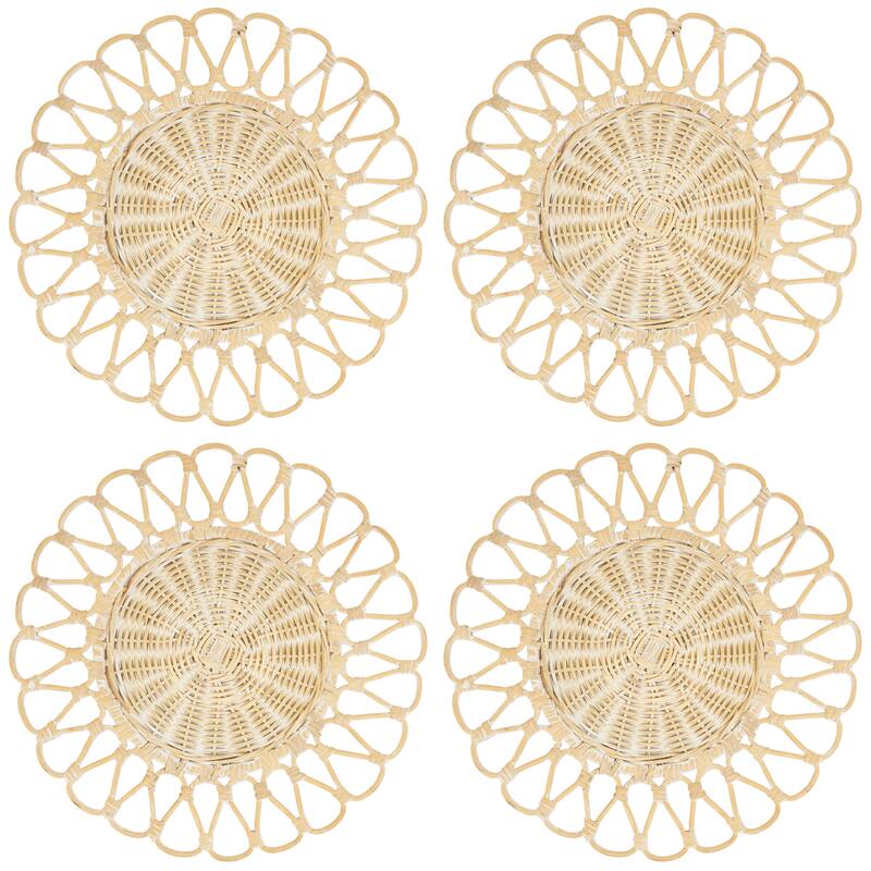 Rattan Placemats With Cutwork Design (Set of 4) - 15"x15"