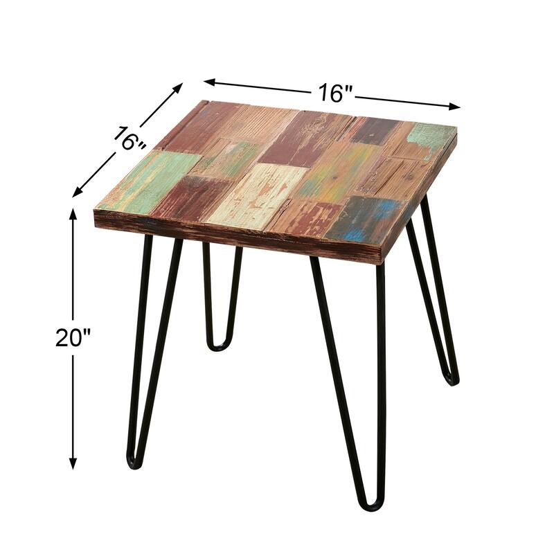 Greenage Reclaimed Wood End Table Living Room Night Stand Use