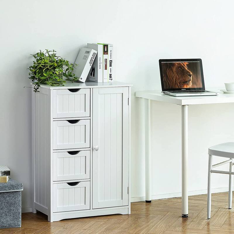 4 Drawers Bathroom Storage Cabinet, White
