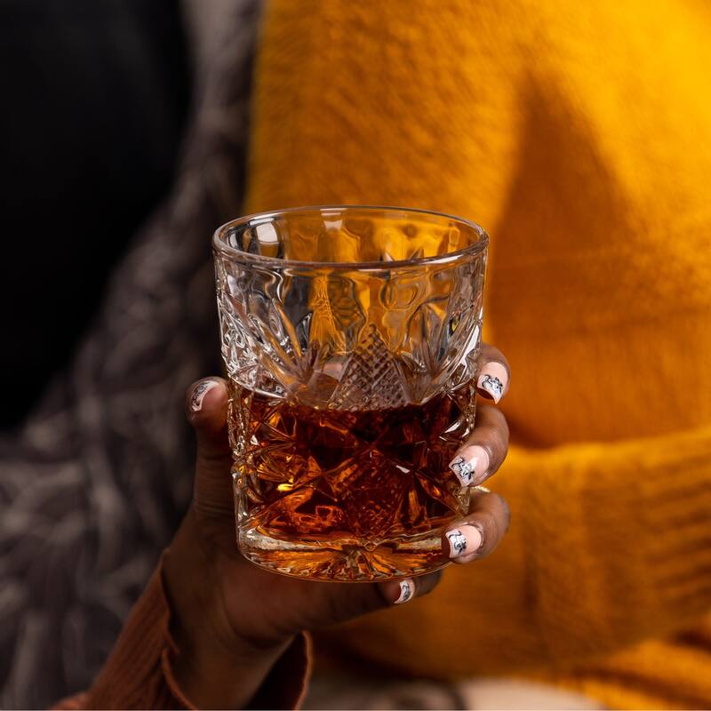 Libbey Hobstar Double Old Fashioned Glasses, 12-ounce, Clear, Set of 4 - Set of 4