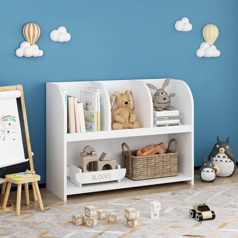 Kids Bookcase with 4 Compartments, Storage Book Shelf, Storage Display, Rack,Toy Organizer