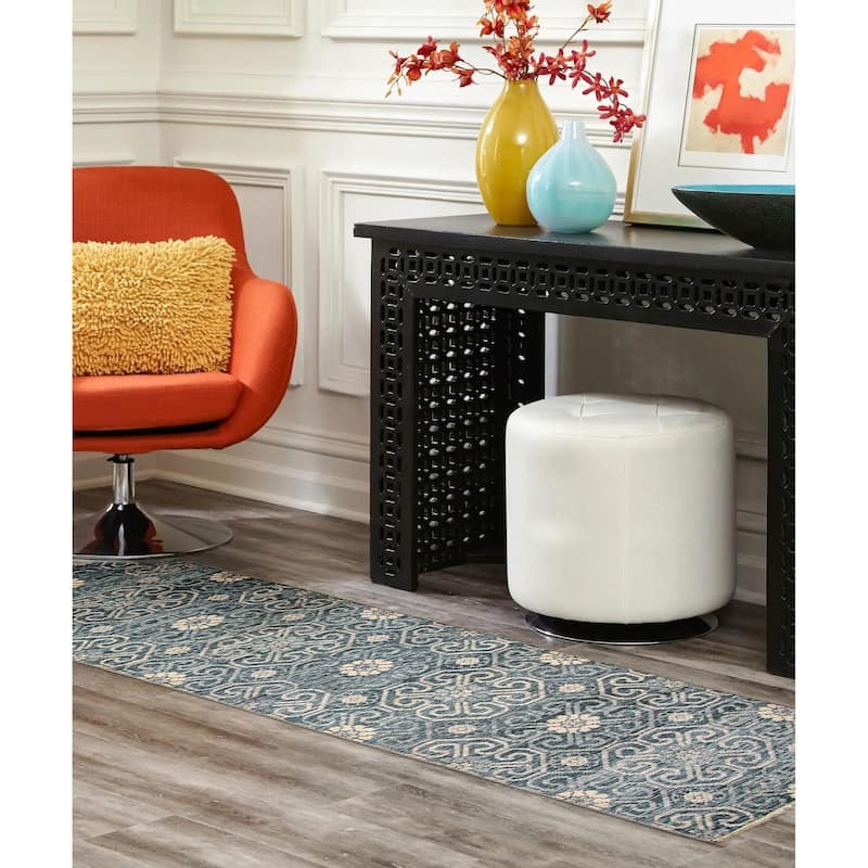 ECARPETGALLERY Hand-knotted Mystique Dark Teal Wool Rug - 2'8 x 10'0