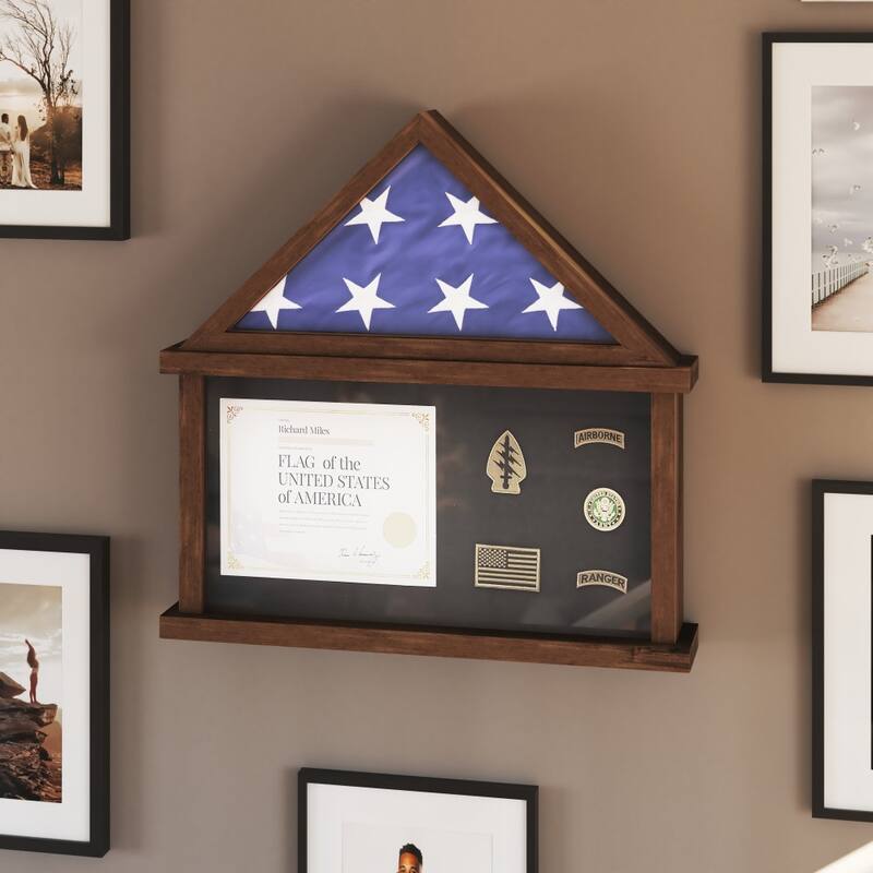 Glass Front Flag Display Case with Certificate Holder