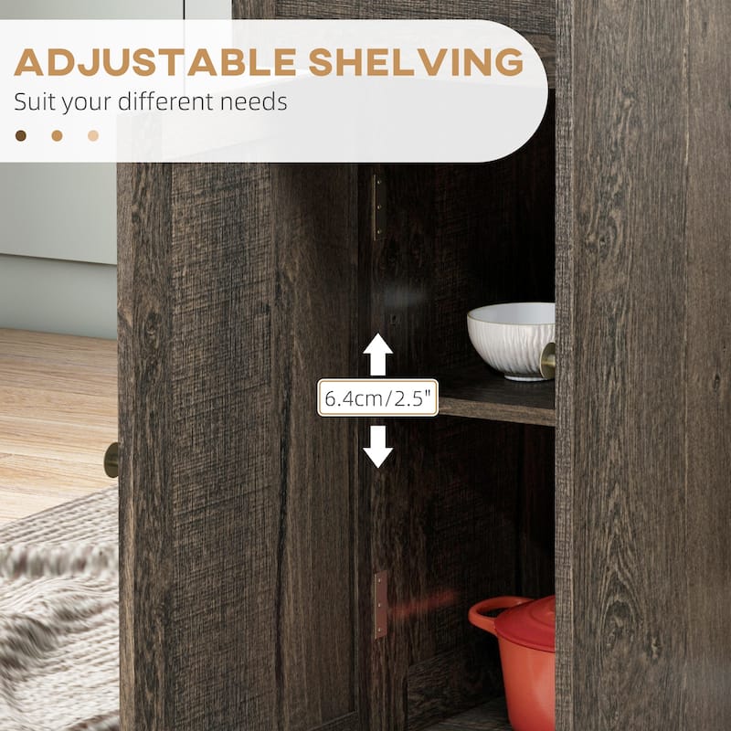 Triple-Cabinet Rolling Kitchen Island with Storage Shelf Adjustment