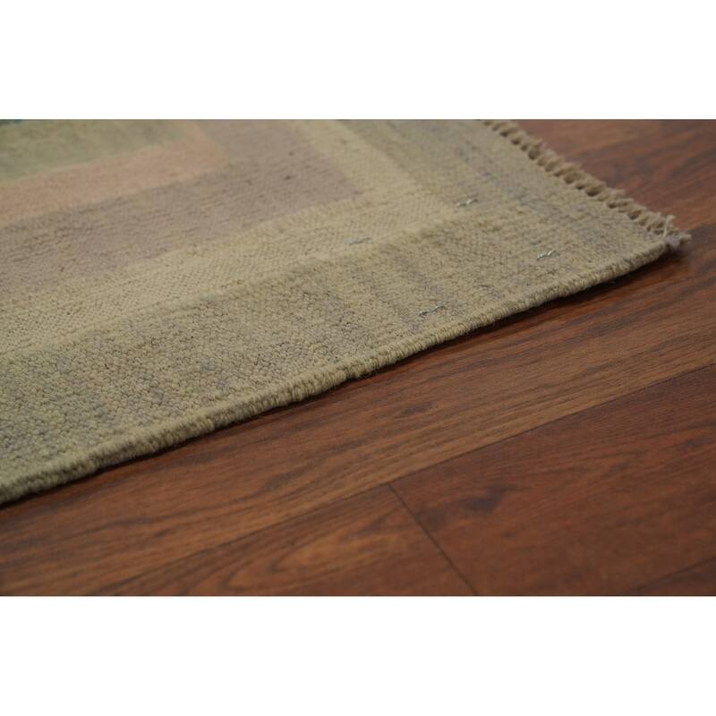 Hand Woven Oriental 100% Wool Carpet Southwestern Tribal Multi-Colored Kilim Area Rug - 5' 8'' X 4' 1''