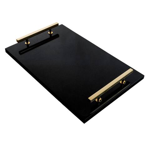 Black Marble Tray With Brass Handles