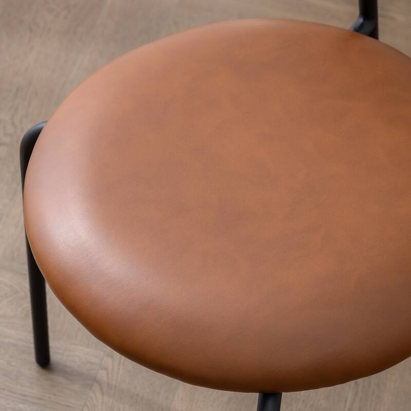 18 in. Rattan Dining Chairs with Faux Leather Seat (set of 2) - 32.48''H X 18.31'' W X 19.88'' D