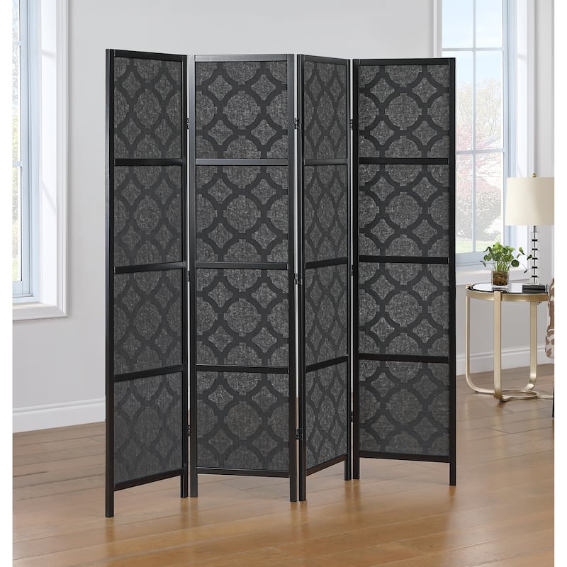 Roundhill Furniture Virelle 4-Panel Room Divider, Decorative Folding Freestanding Privacy Screen