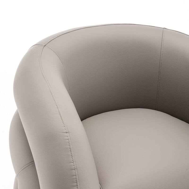 SEYNAR Modern Glam PU Leather 360 Degree Swivel Accent Armchair with Metal Base