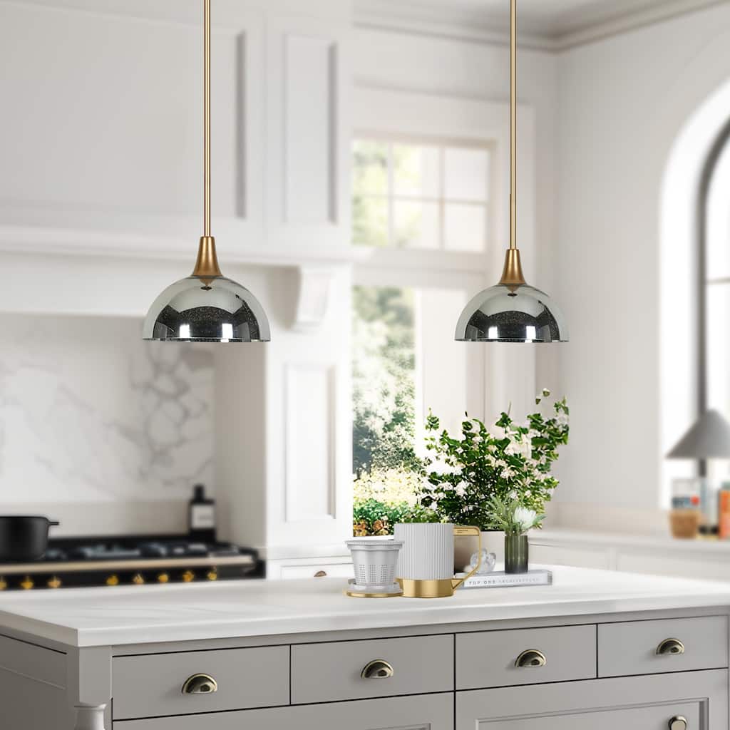 Modern Industrial 1-light Pendant Light Mercury Glass Stain Gold Kitchen Island Light for Dining Room