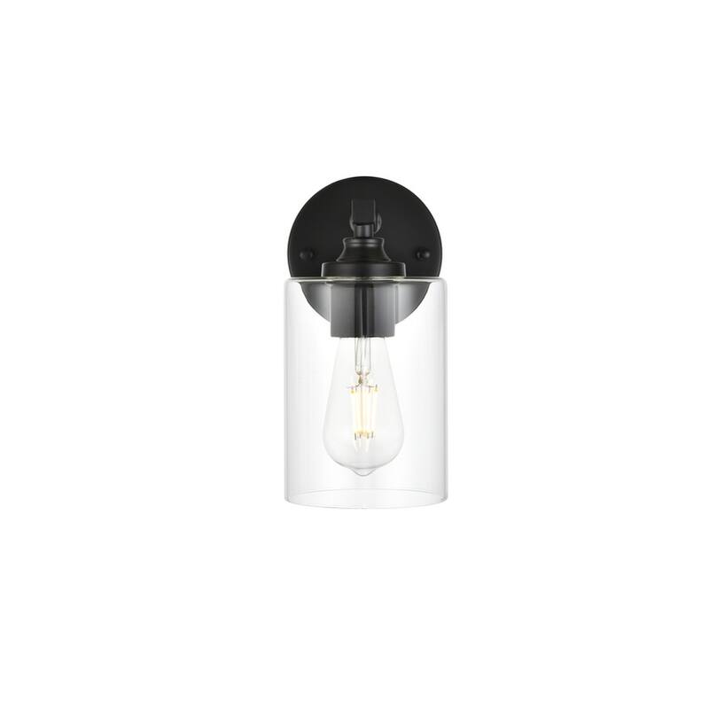 Roman 1 Light Black and Clear Bath Sconce - Black - 5