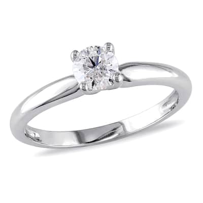 Miadora 1/2ct TDW Diamond Solitaire Ring in 14k White Gold