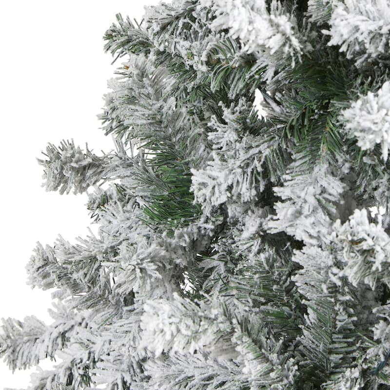 8ft. Flocked Spruce Artificial Christmas Tree - Snow-Kissed Seasonal Holiday X-Mas Centerpiece