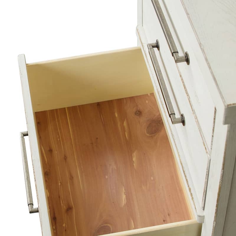 Modern Farmhouse Flea Market White Distressed 3 Drawer Night Stand