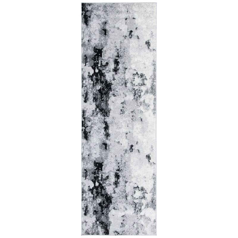 SAFAVIEH Adirondack Cordelia Abstract Glam Rug - 2'6" x 8' Runner - Grey/Black