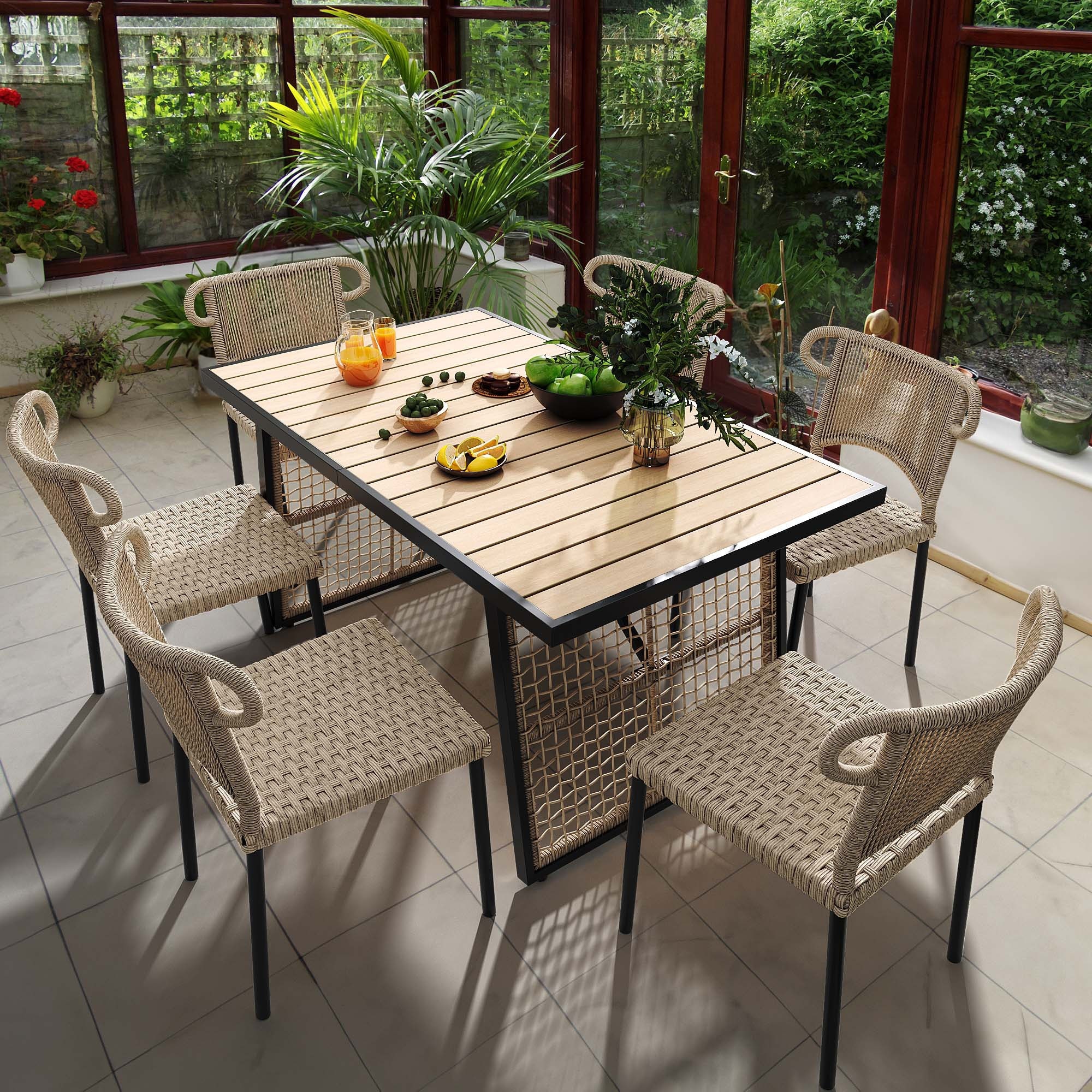 Moasis Outdoor Stackable Rope Woven Dining Chair with Cushion Set of 4 Bed Bath Beyond 39526133