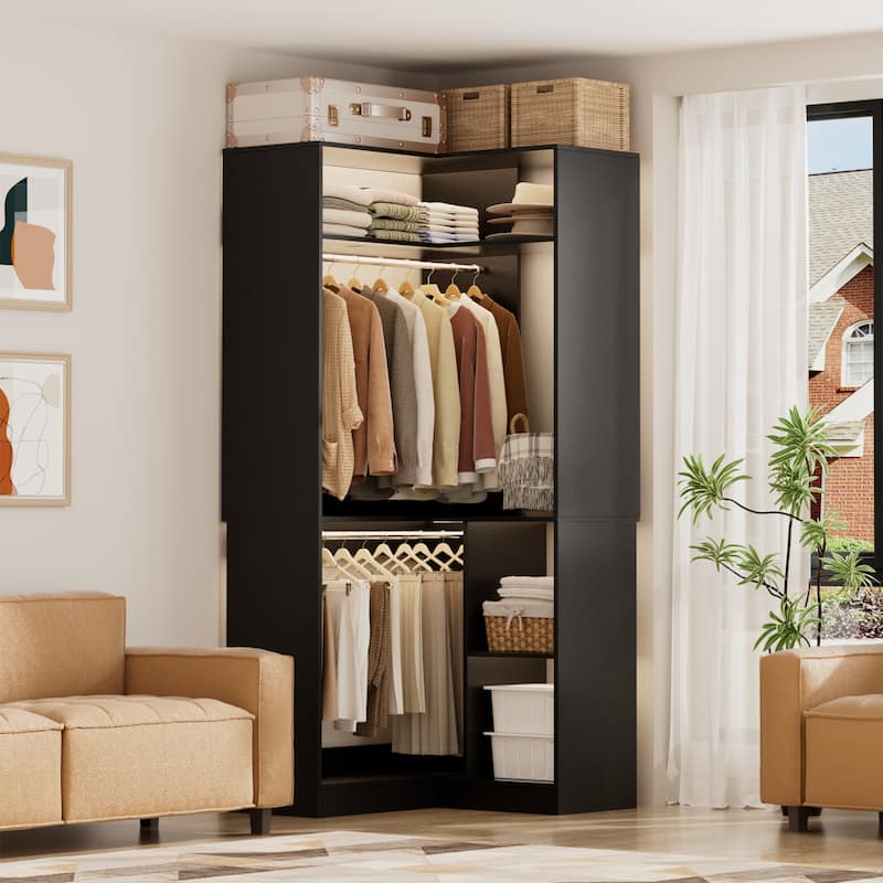 Cimly Freestanding Corner Closet system, Space-saving Closet Organizer for Walk-in Closet