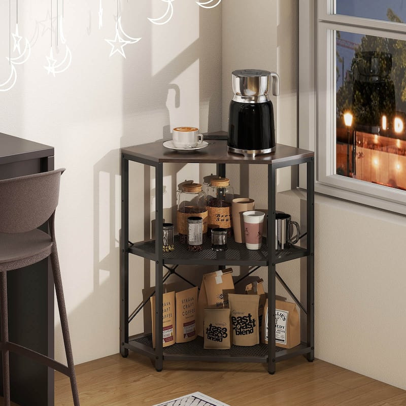 Costway Corner Printer Stand with Charging Station Adjustable Metal - See Details
