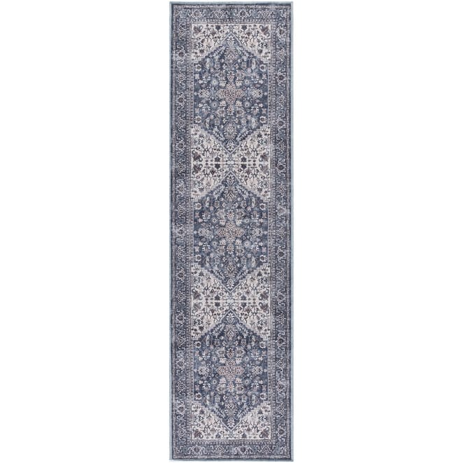 New Concept Washables Vintage Medallion Machine Washable Area Rug - 2' 2" x 10' - Navy