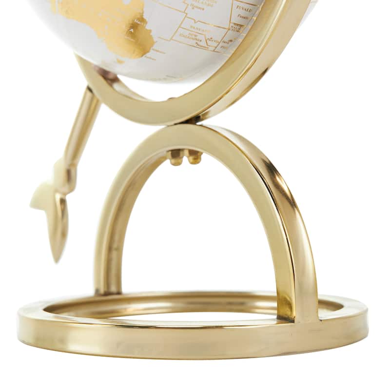 Gold Aluminum Metal Globe with White Center