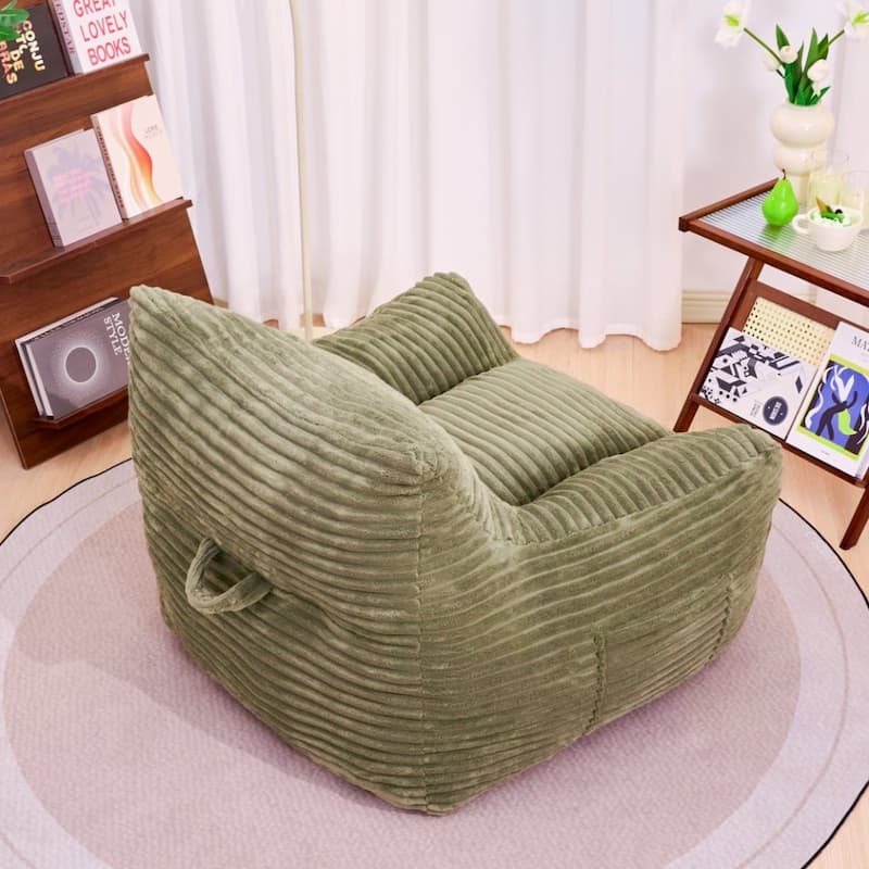 Oversized Lounge Chair Bean Bag Chair for Adults and Kids, Corduroy Fabric Arm Chair Floor Couch Single Sofa Chair