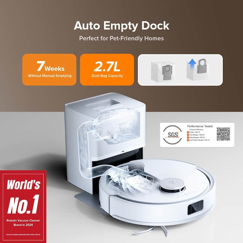 Roborock Q10 X5+ Robot Vacuum and Mop, Self-Emptying, 10,000Pa Suction, Obstacle Avoidance