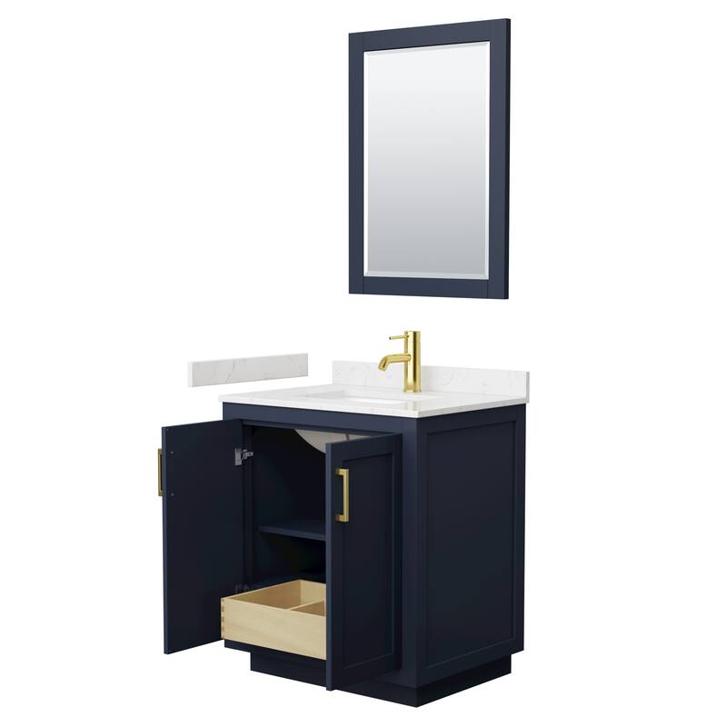 Miranda Single Vanity Set, Cultured Marble Top, 24-Inch Mirror