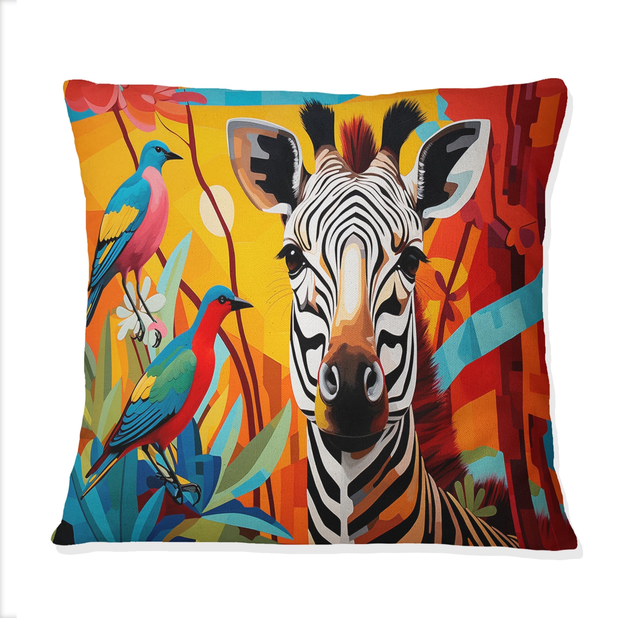 Designart - Pop Art Wildlife Zebra - Pop Art Printed Throw Pillow