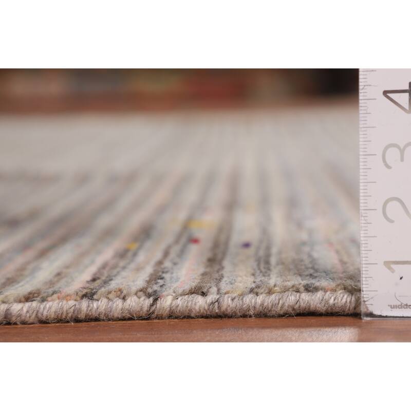 Earth Tone Gabbeh Square Area Rug Hand-Knotted Wool Carpet - 8'2" X 7'11"