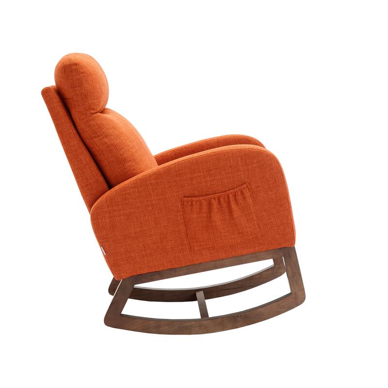GDFStudio - Amelia Linen Upholstered Rocking Chair with Spacious Seat and Tall Back Design