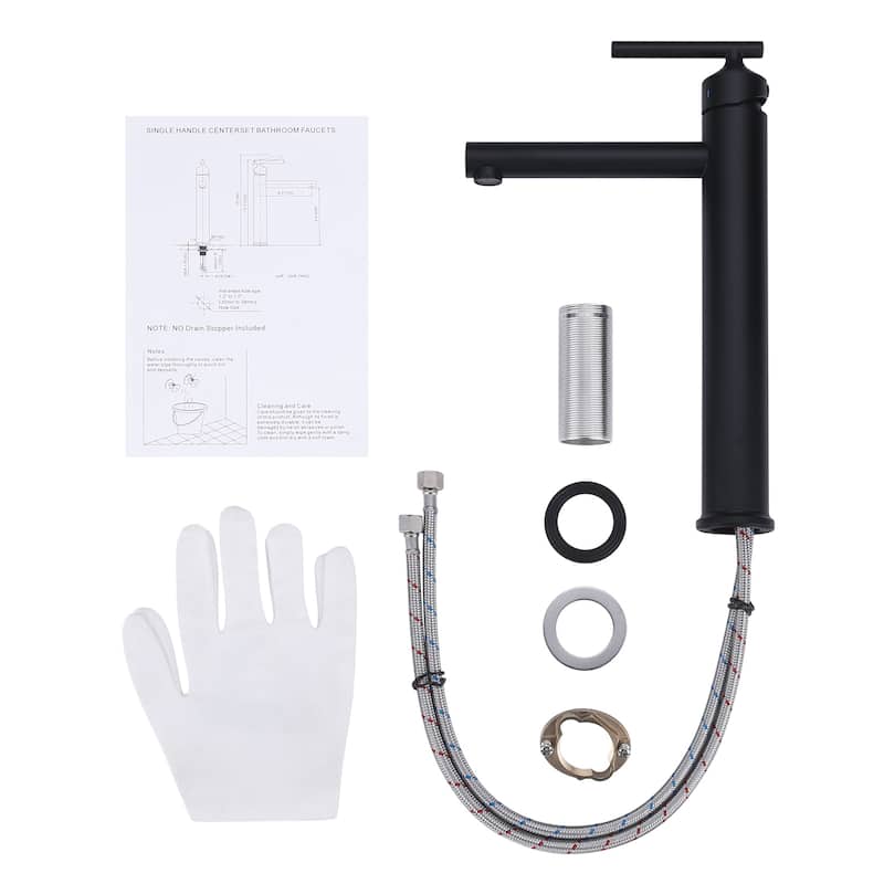 WOWOW Black Vessel Sink Faucet Single Handle Bathroom Faucet