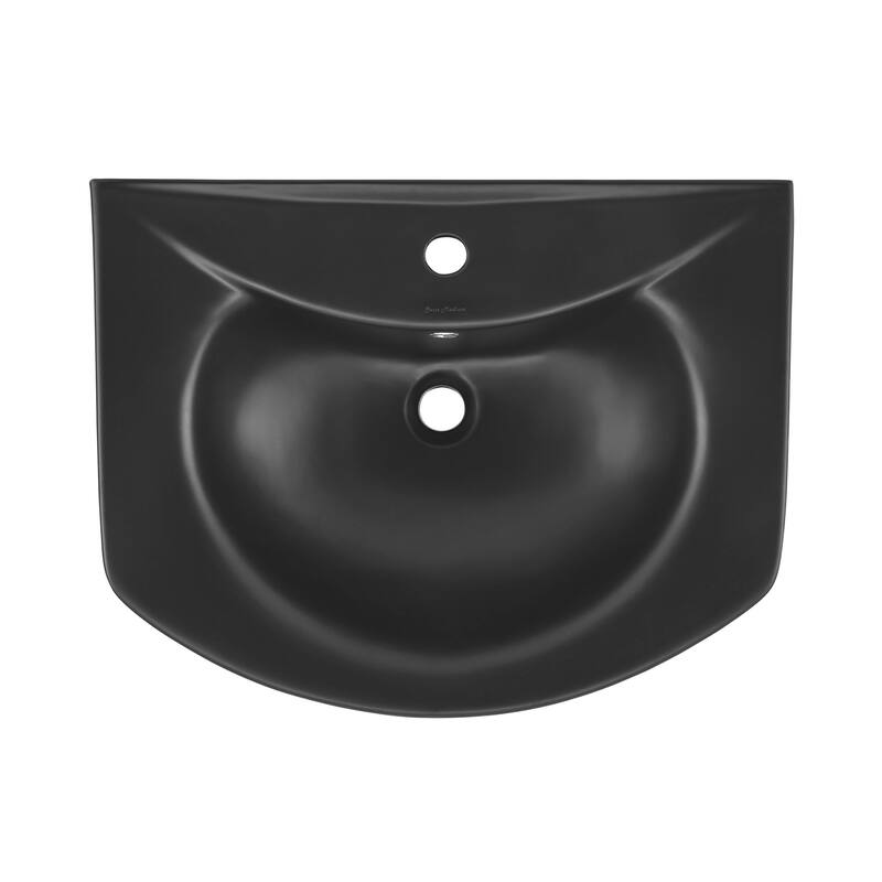 Montparnasse Two-Piece Round Pedestal Sink In Matte Black - 25.6" x 20.3" 35.25"