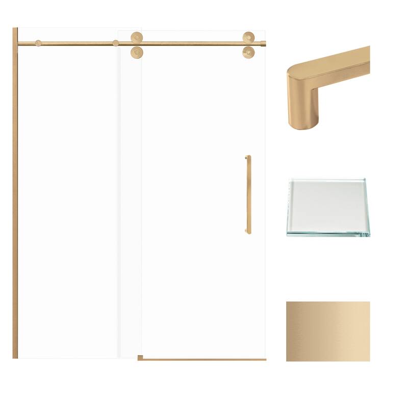 Teegan Plus 59 in. W x 80 in. H Sliding Door with Fixed Panel Semi-Frameless Shower Door with Clear Glass
