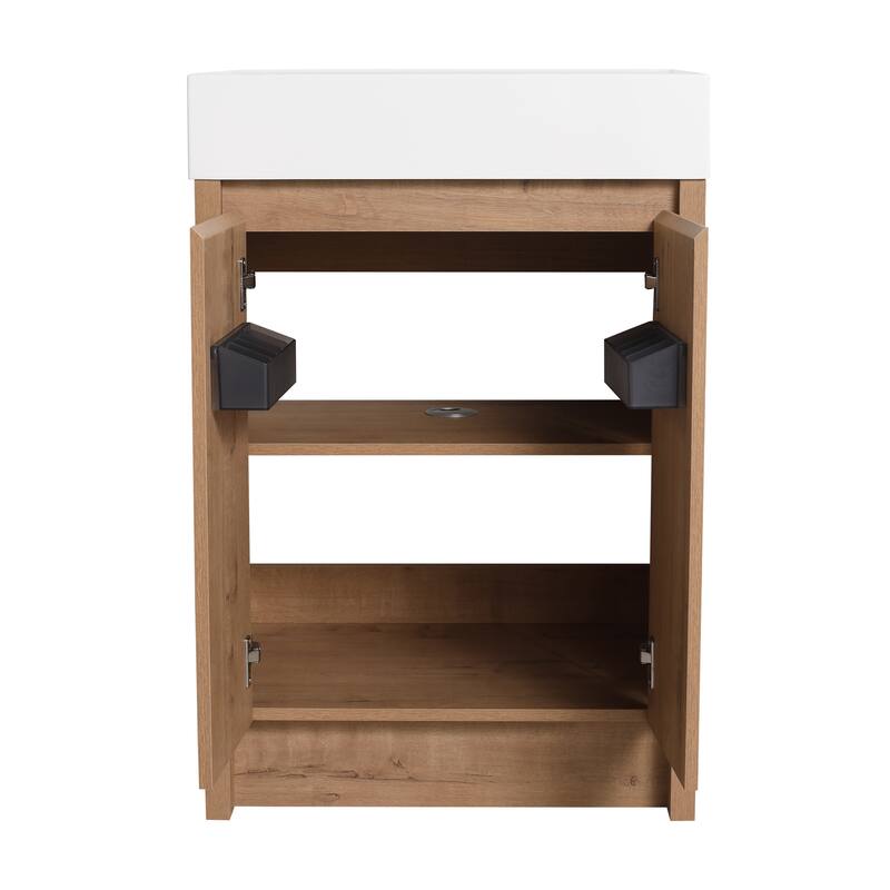 BNK 24/30/48/60 inch Freestanding Resin Sink Bathroom Vanity with Soft Close Door and Adjustable Shelf