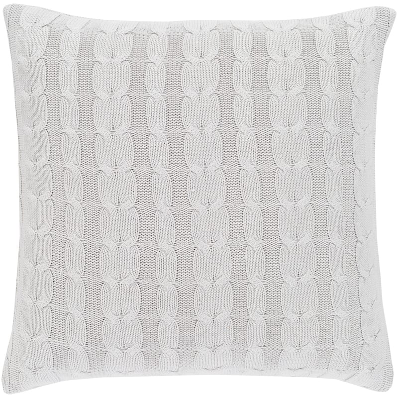 Rosali Knit Light Gray Feather Down or Poly Filled Throw Pillow 20-inch